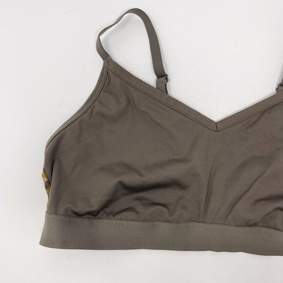 Aerie Offline Large Green Stretch Medium Support Sports Bra Leopard Keyhole Back - Picture 4 of 9